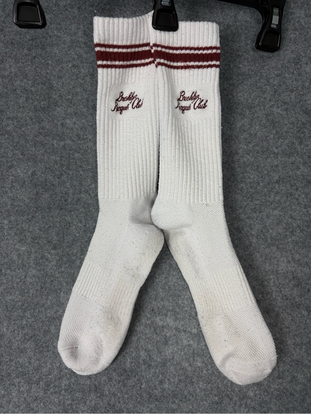 Brooklyn Sports Club White Burgundy Varsity Crew Socks Vintage Athletic